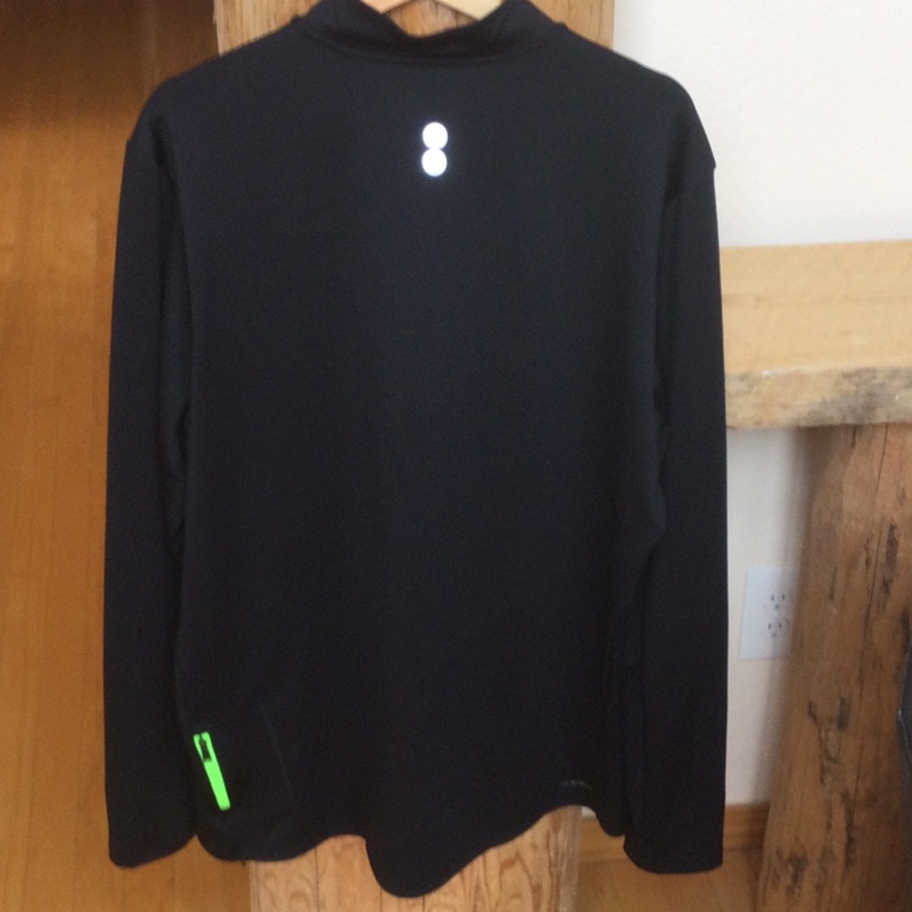 EUC Mens Reebok XL Black/ Green Play Dry Hal Zip Long Sleeve Shirt - Picture 2 of 12